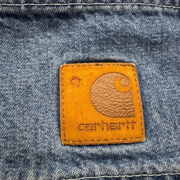 Vintage 2000's Carhartt Denim Carpenter Distressed Grunge Workwear Shorts Sz 32 - Picture 10 of 10